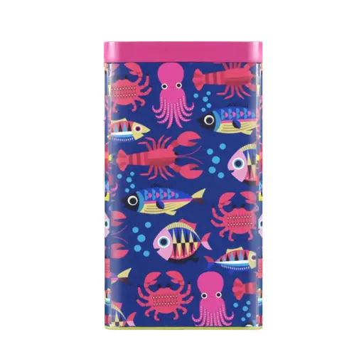 [KK.70138] Kitsch Kitchen voorraad blik Sealife small fish/blue sea 11x20cm