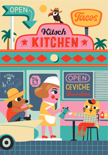 [KK.70107] Kitsch Kitchen teatowel El Restaurante la signora