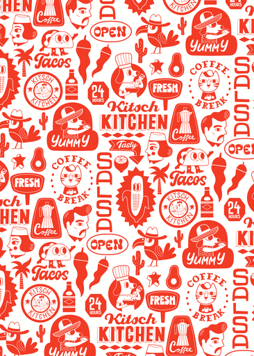 [KK.70108] Kitsch Kitchen teatowel El Restaurante mexican summer