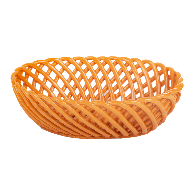 Kitsch Kitchen mandje porselein ovaal Streetstyle oranje M