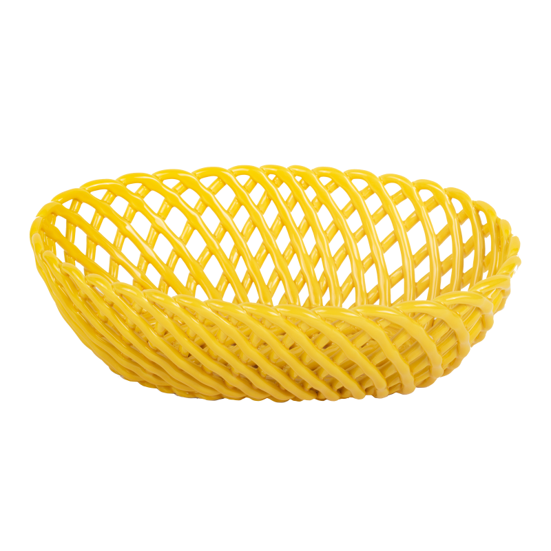 Kitsch Kitchen basket porcelain oval Streetstyle yellow L