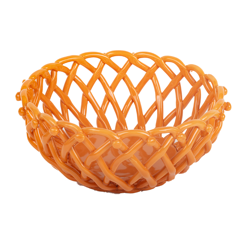 Kitsch Kitchen mandje porselein rond Streetstyle oranje M
