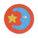 Kitsch Kitchen coaster Loteria La Luna orange - light blue