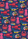 Kitsch Kitchen theedoek Sealife blue sea