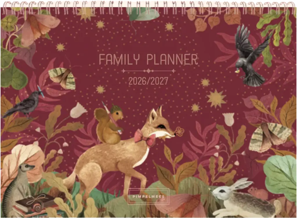 Pimpelmees Magical Forest familieplanner 2026/2027 fox peony 