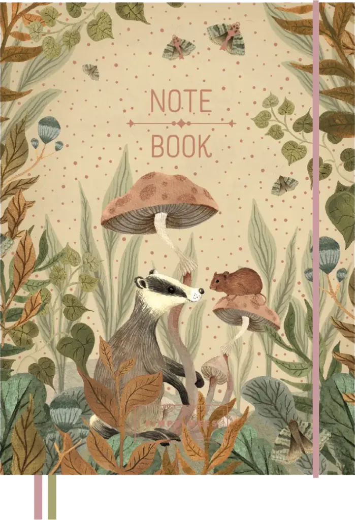 Pimpelmees Magical Forest notebook badger gold