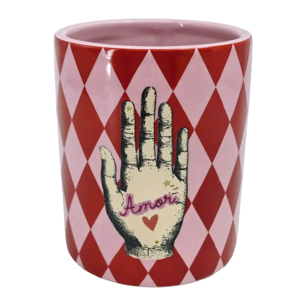 Kitsch Kitchen Kitsch Royale voorraadpot S diamonds rood/roze hand 