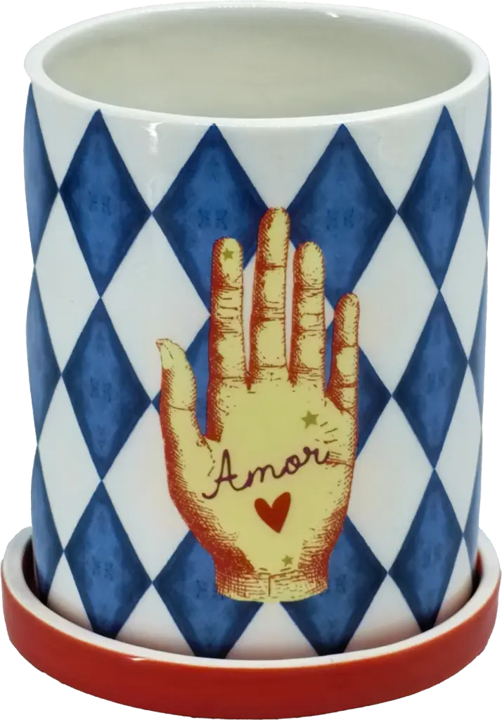 Kitsch Kitchen Kitsch Royale jar big w. coaster diamonds blue/white