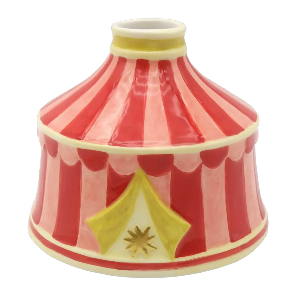 Kitsch Kitchen Kitsch Royale kandelaar/mini vaas circus tent roze/rood 9x11cm