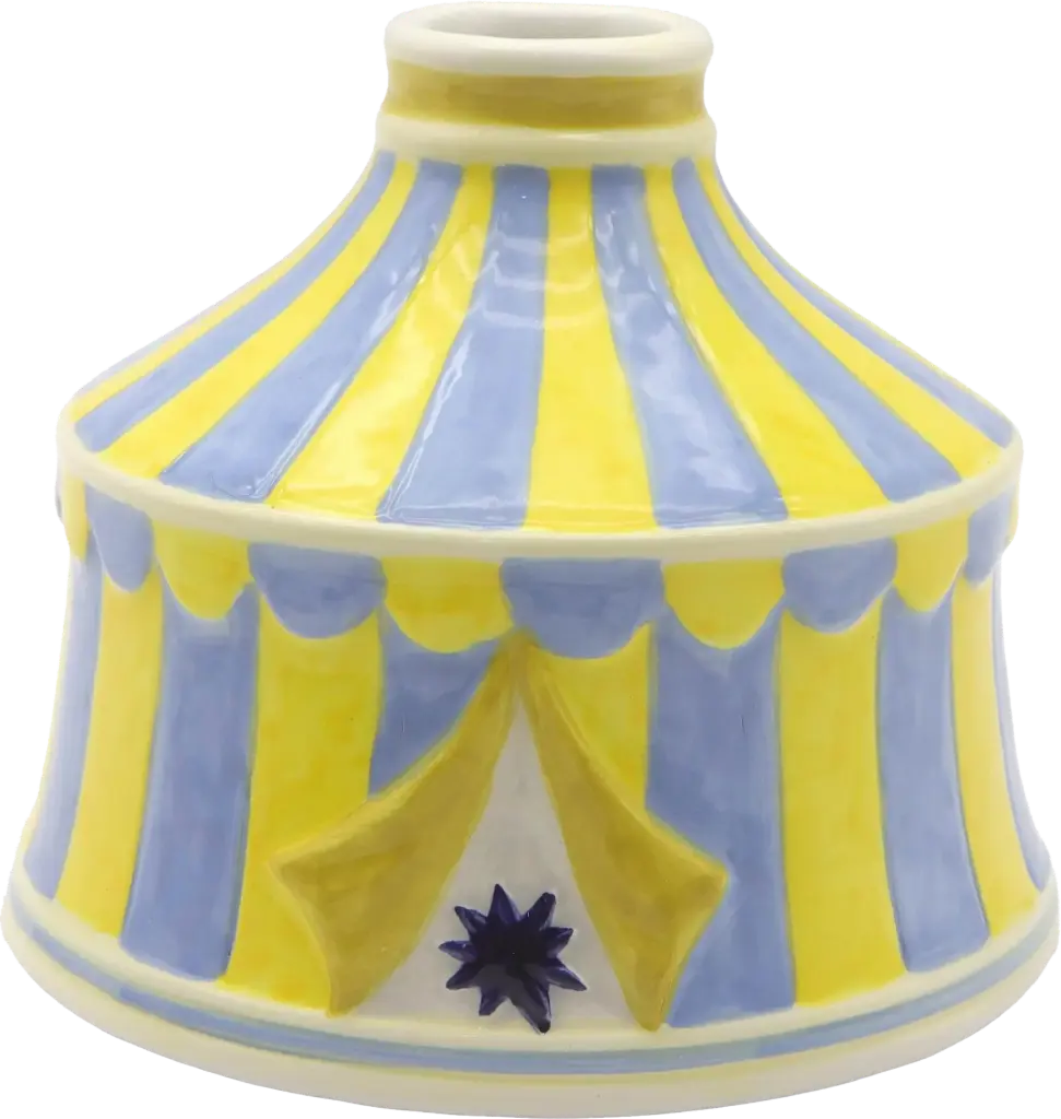 Kitsch Kitchen Kitsch Royale candle holder/mini vase circus tent yellow/blue 9x11cm