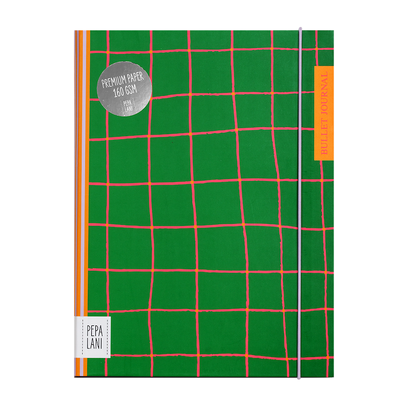 Pepa Lani bullet journal PRO Flower Green checkers with pink details 