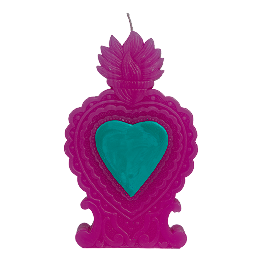 Kitsch Kitchen candle Folclorico Milagro heart purple