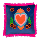 Kitsch Kitchen cushion Milagro heart dark blue fringes