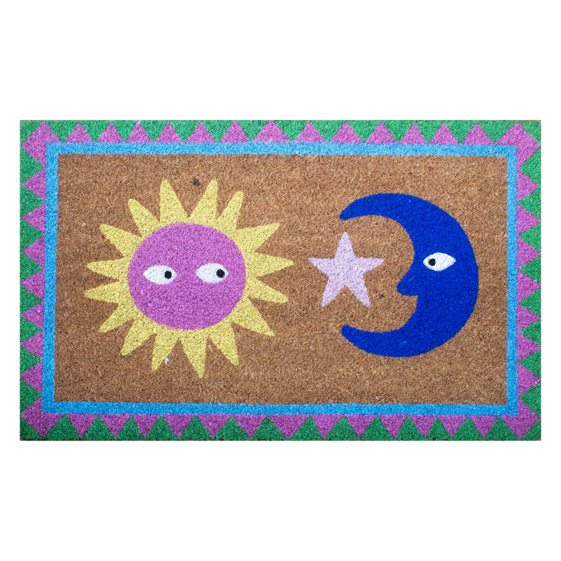 Kitsch Kitchen doormat Loteria sun moon naturel