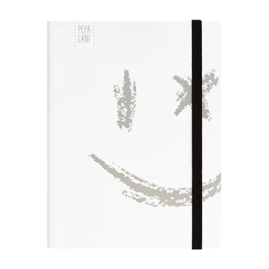 Pepa lani notitieboek A5 Black & White Smiley big silver 