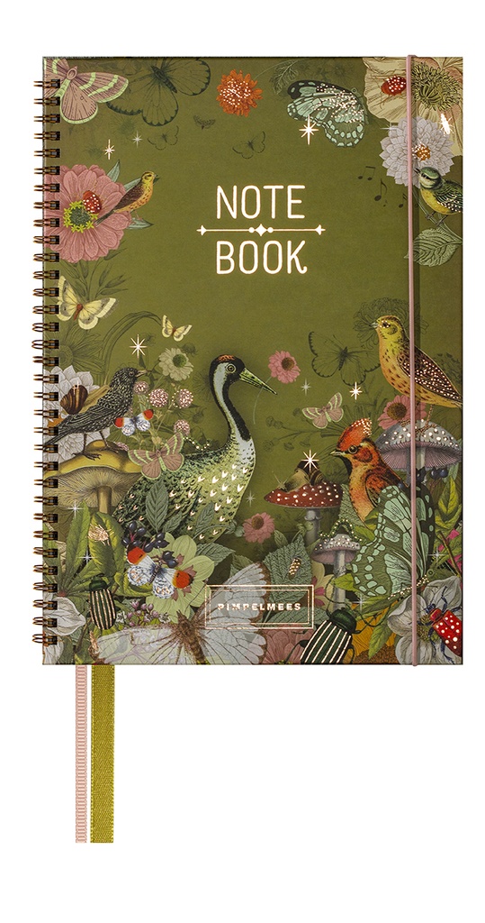 Pimpelmees notebook A4 WIREO - sage 