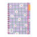 Pepa Lani notitieboek coloured wireo A5 Flower Purple checkers with daffodil 