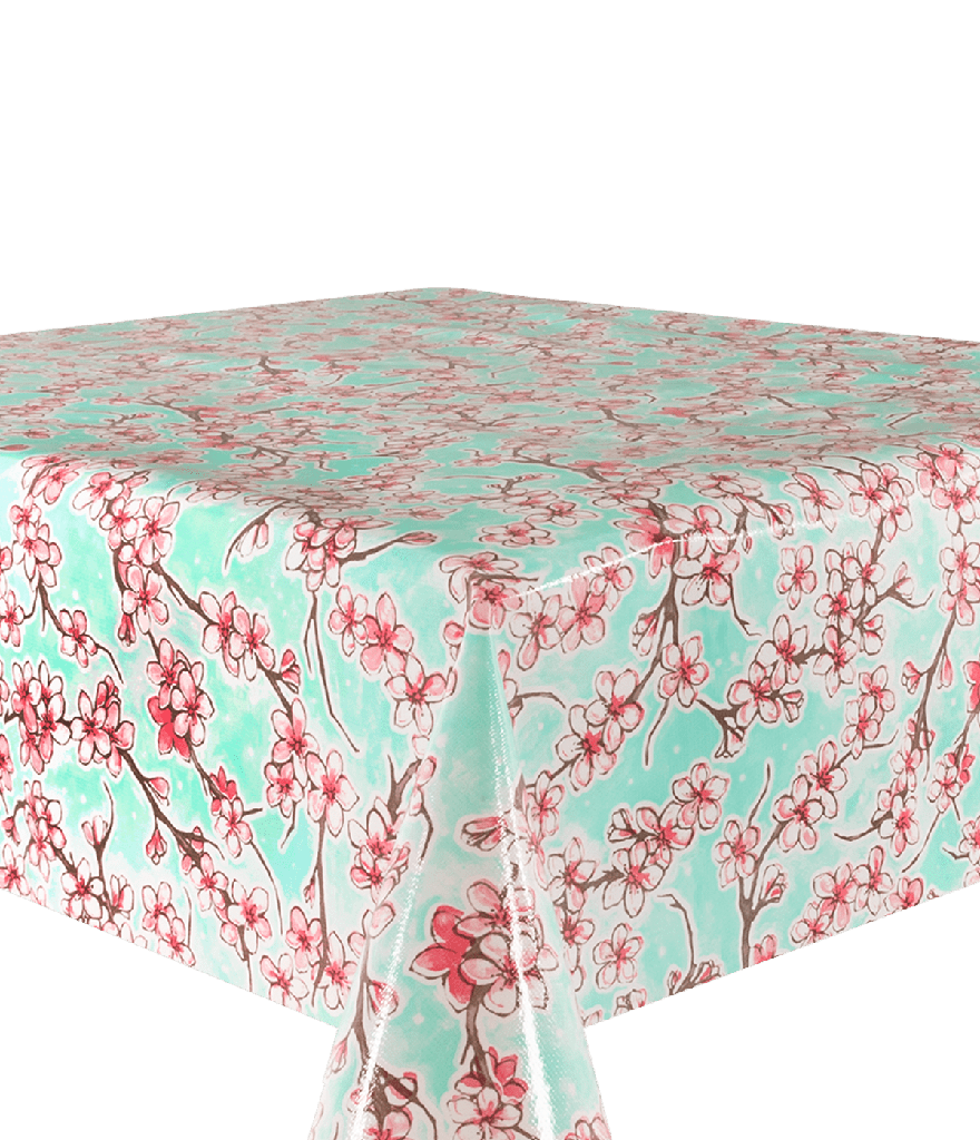 Kitsch Kitchen oilcloth Cherry Blossom light blue (1,20x11m)