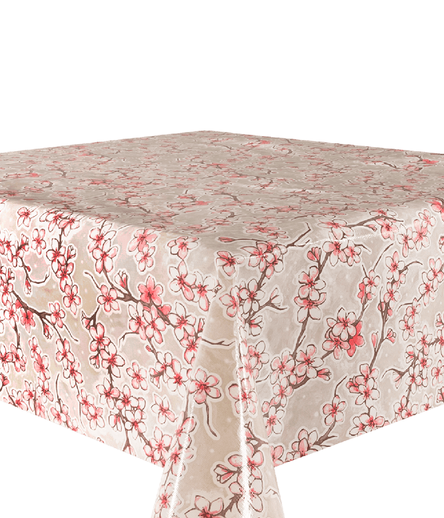 Kitsch Kitchen tafelzeil Cherry Blossom grijs (1,20x11m)