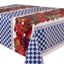 Kitsch Kitchen tafelzeil Check & Fruit blauw (1,20x11m)