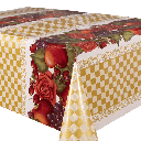 Kitsch Kitchen tafelzeil Check & Fruit goud (1,20x11m)