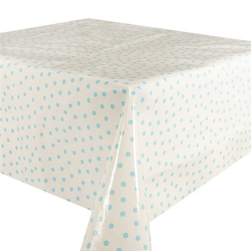 Kitsch Kitchen Oilcloth Lunares blue on white (1,20x11m)