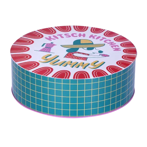 [KK.70093] Kitsch Kitchen round cookie tin/cookie jar El Restaurante yummy dia 20x6.8cm