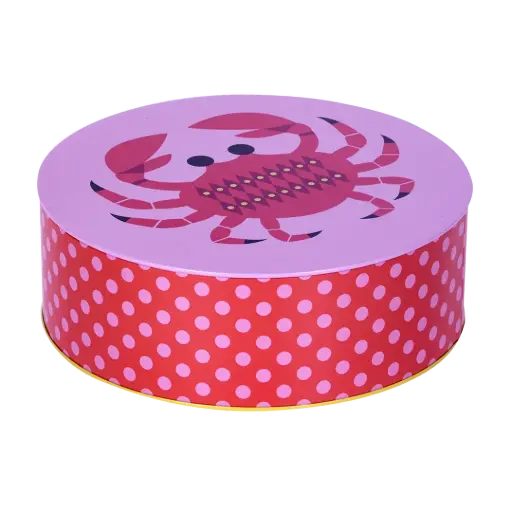 [KK.70094] Kitsch Kitchen koekblik / koektrommel Sealife crab dia 20x6.8cm