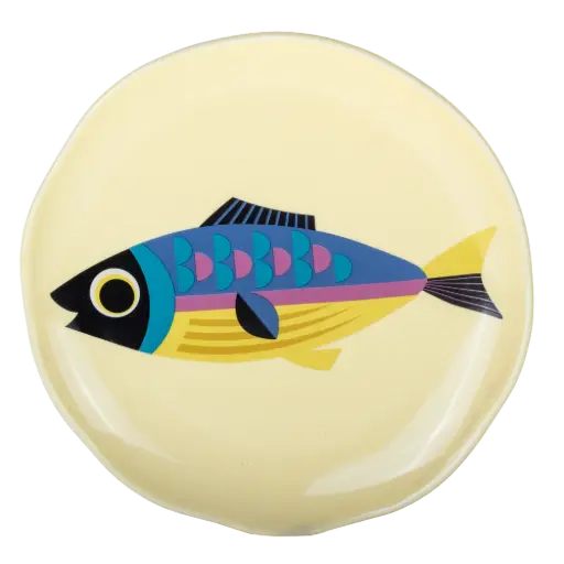 [KK.80053] Kitsch Kitchen klein bord rond Sealife long fish