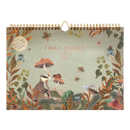 [PMP.27007] Pimpelmees Magical Forest familie planner 2027 badger grassy green