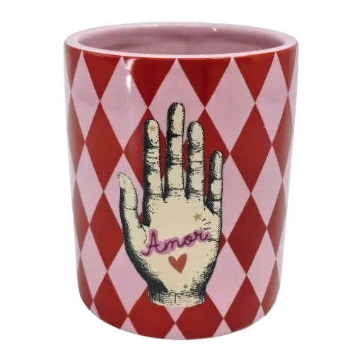 [KK.70175] Kitsch Kitchen Kitsch Royale jar S diamonds red/pink hand 
