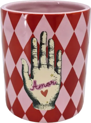 [KK.70175] Kitsch Kitchen Kitsch Royale jar S diamonds red/pink hand 