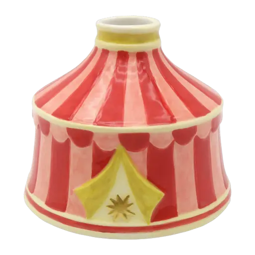 [KK.70182] Kitsch Kitchen Kitsch Royale candle holder/mini vase circus tent pink/red 9x11cm