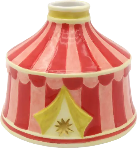 [KK.70182] Kitsch Kitchen Kitsch Royale candle holder/mini vase circus tent pink/red 9x11cm