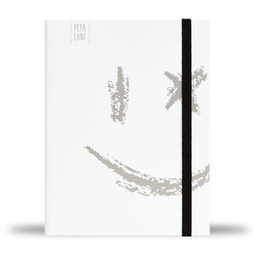 [PBW.10061] Pepa lani notebook A5 Black & White  Smiley big silver 