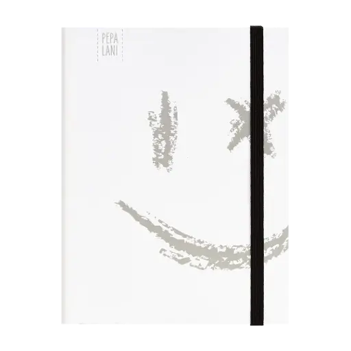 [PBW.10061] Pepa lani notitieboek A5 Black & White Smiley big silver 