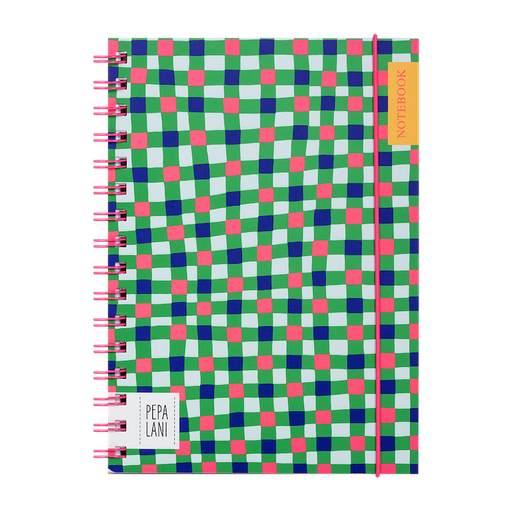[PPL.40090] Pepa Lani notebook coloured wireo A5 Flower Checks on checks