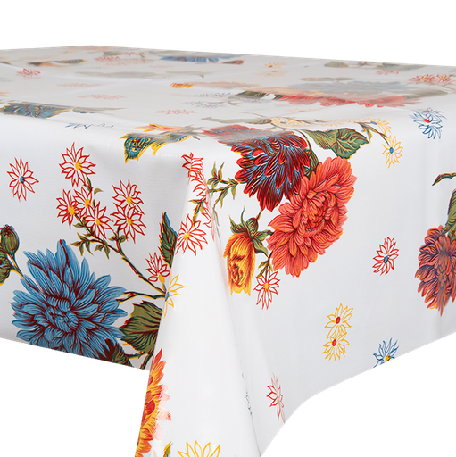[TZ0031] Kitsch Kitchen oilcloth Crisantemos white (1,20x11m)