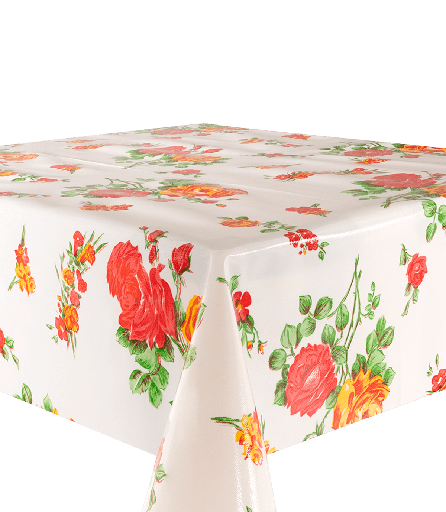 [TZ0121] Kitsch Kitchen oilcloth Rosedal white (1,20x11m)