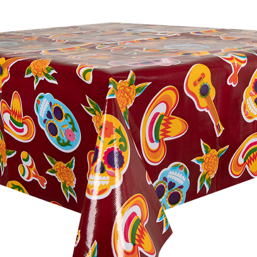 [TZ0357] Kitsch Kitchen oilcloth Calaveras dark red (1,20x11m)