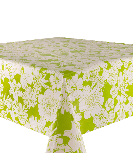 [TZ0362] Kitsch Kitchen tafelzeil White Flowers groen (1,20x11m)