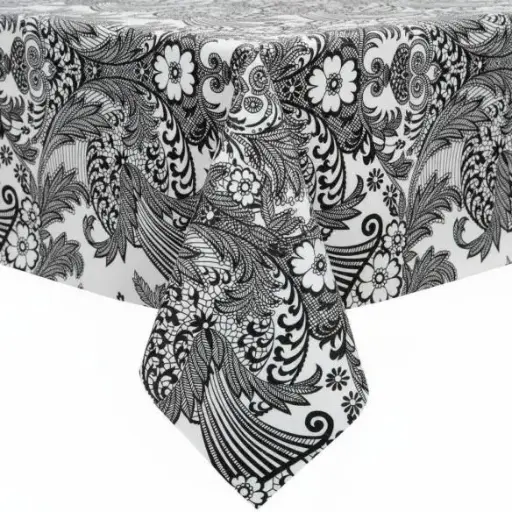[TZ1010] Kitsch Kitchen tafelzeil Paraiso zwart (1,20x11m)