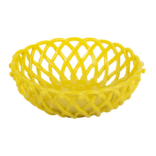 [KK.80026] Kitsch Kitchen basket porcelain round Streetstyle yellow L